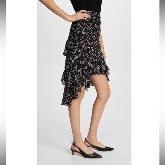 VERONICA BEARD Cella Silk Midi Skirt Floral Metallic - Picture 5 of 9